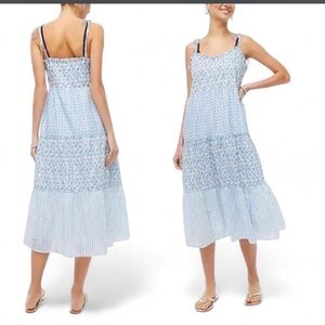 J Crew Light Blue Tiered Midi Dress